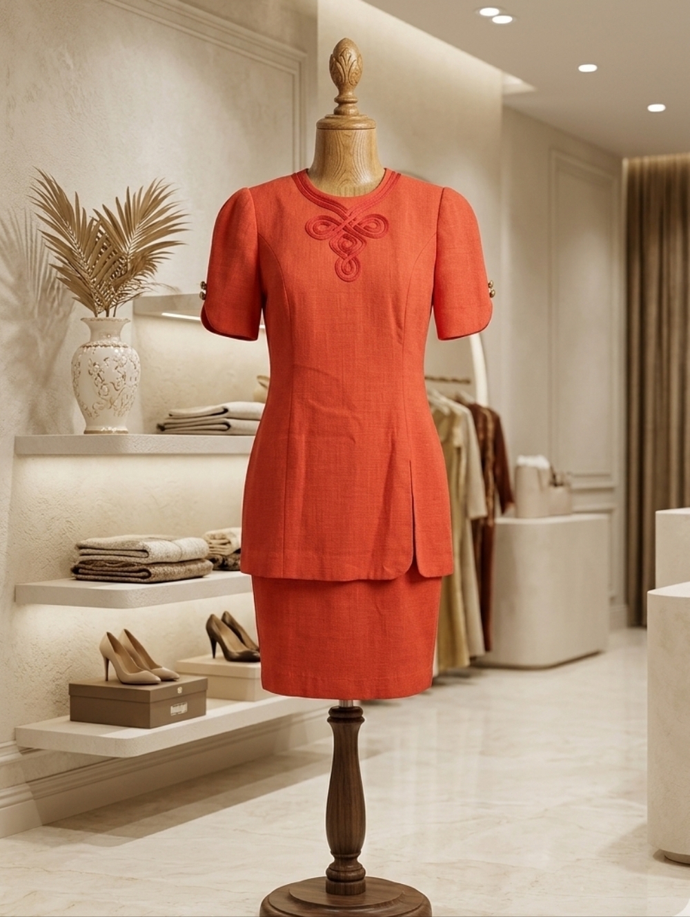 Vintage Petite Sophisticate Dress. Button accent on sleeves